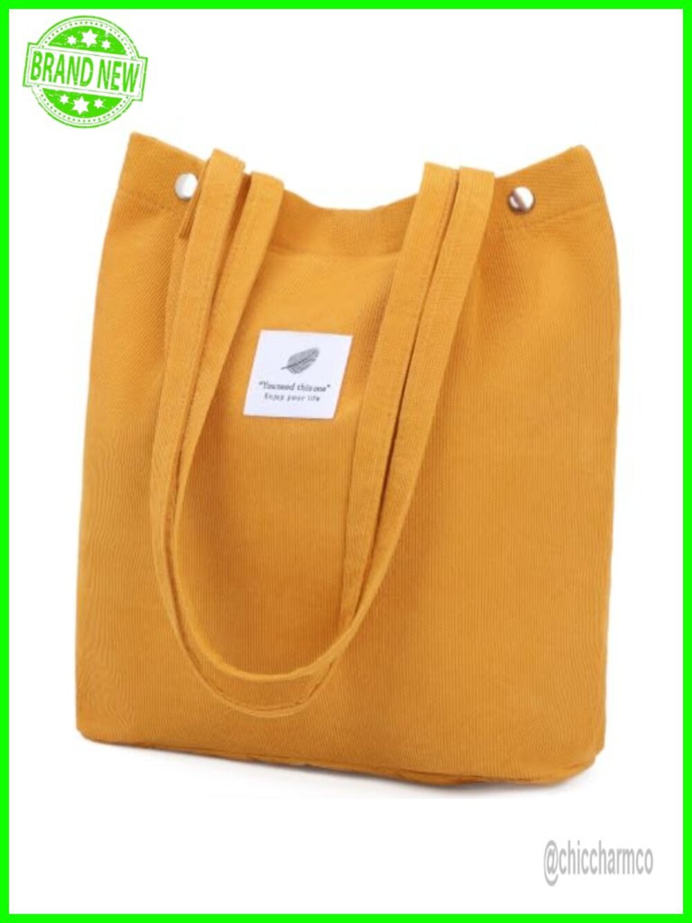 Corduroy Tote Bag Lightweight Crossbody Shoulder Bag with Zipper Pockets